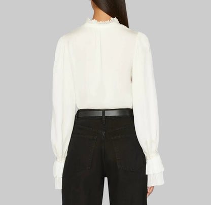 FRAME Cream Pleated Blouse - Size S