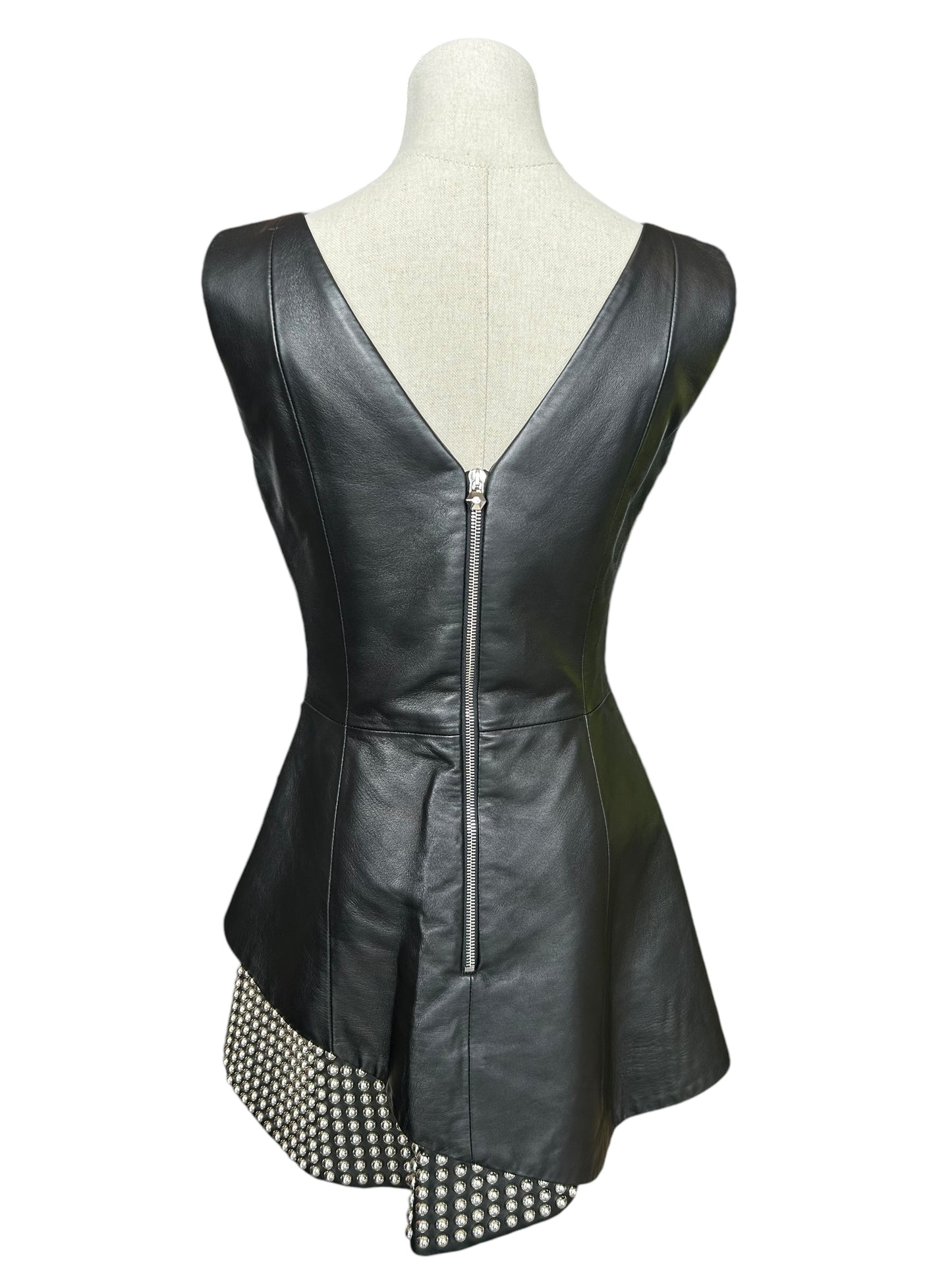 PHILIPP PLEIN Studded Leather Mini Dress - Size Small