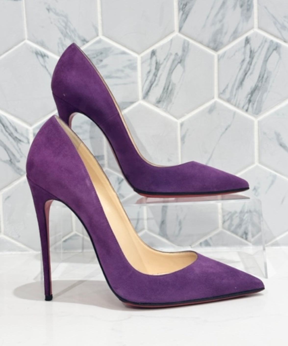 Christian Louboutin Purple Suede So Kate 120 Pumps - Size 39.5