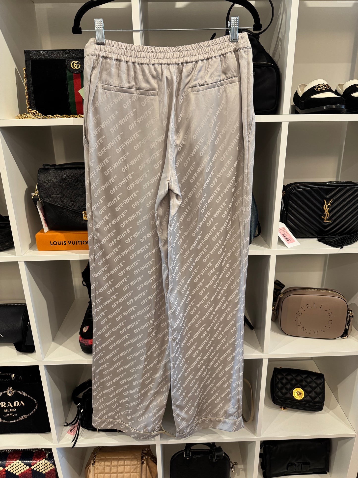 New* OFF WHITE Satin logo pant - Size 40