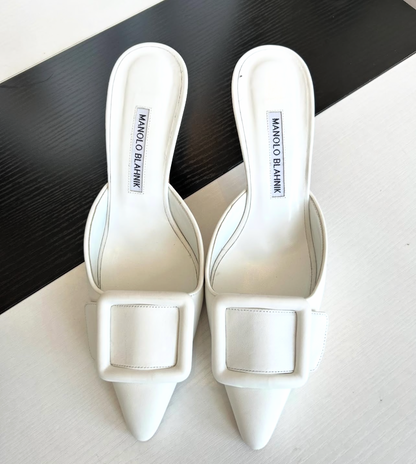 MANOLO BLAHNIK Maysale 50 Buckled Mules - Size 38