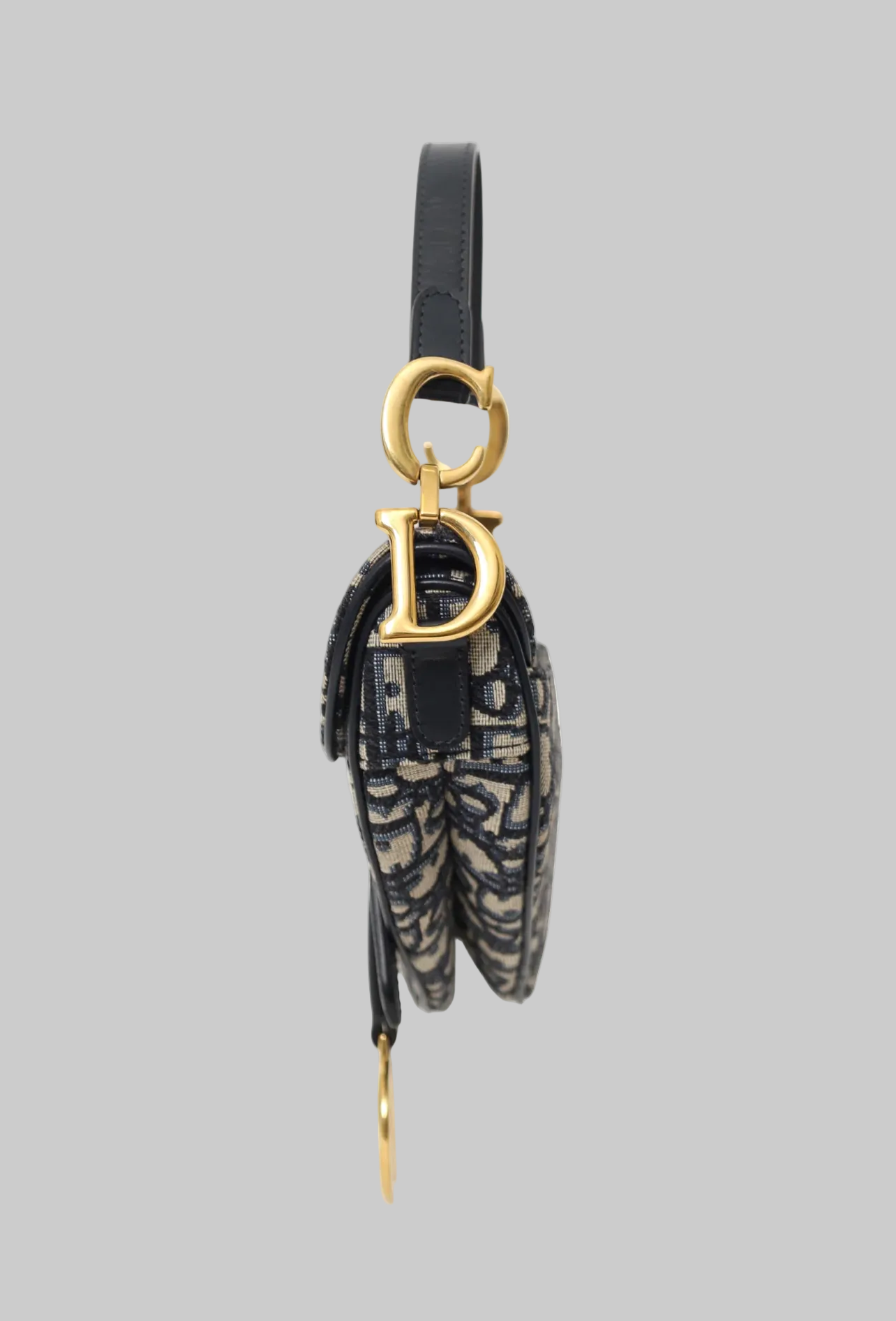 CHRISTIAN DIOR Blue Oblique Jacquard Mini Saddle Bag With Strap