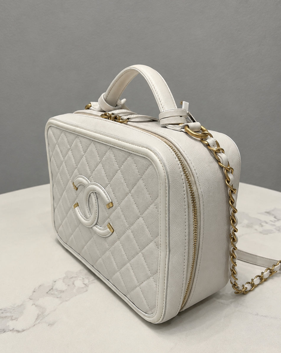 CHANEL Caviar Quilted Large CC Filigree Vanity Case