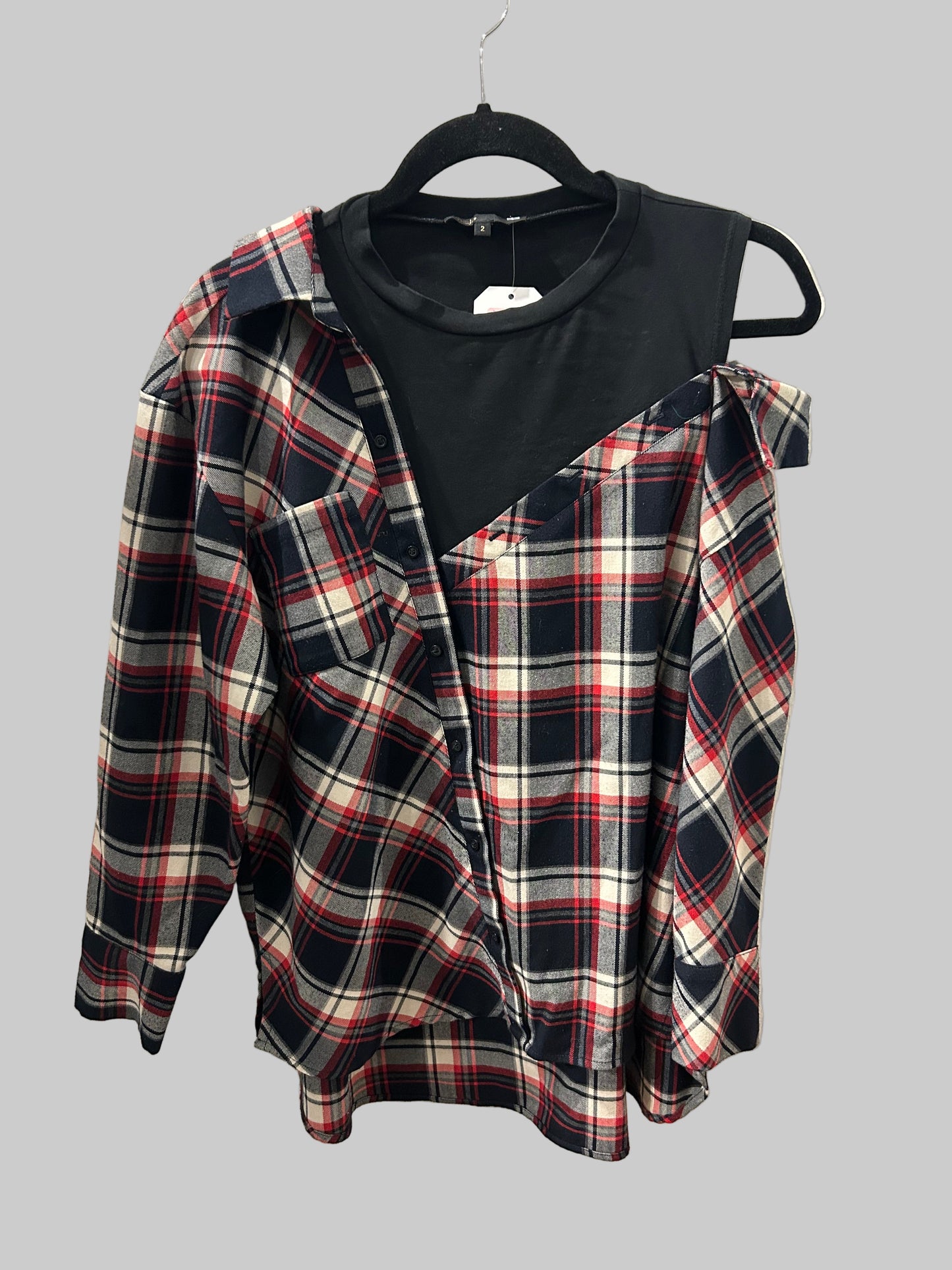 MAJE Plaid Asymmetrical Top - Size 2