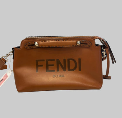 FENDI Vitello King Logo Embossed Medium By The Way Boston Bag Cuoio
