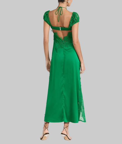 FOR LOVE & LEMONS Green Lace Midi Dress - Size xs
