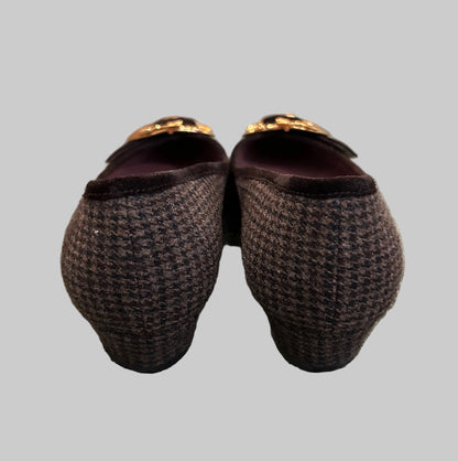 MIU MIU Houndstooth Flats With Buckle - Size 38