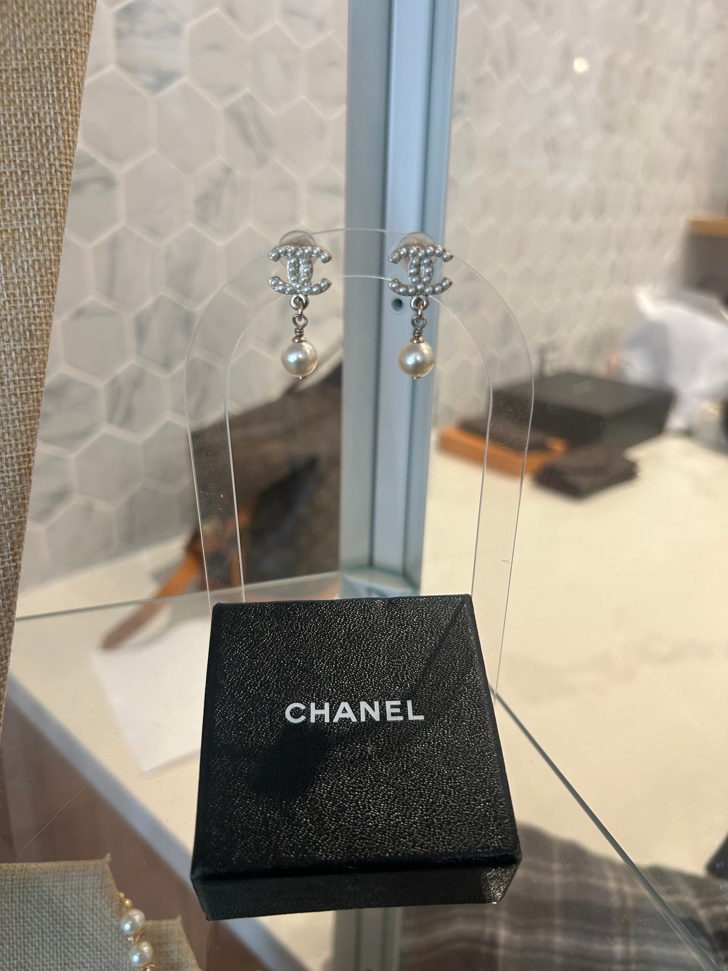 CHANEL Pearl Clip-On Earrings