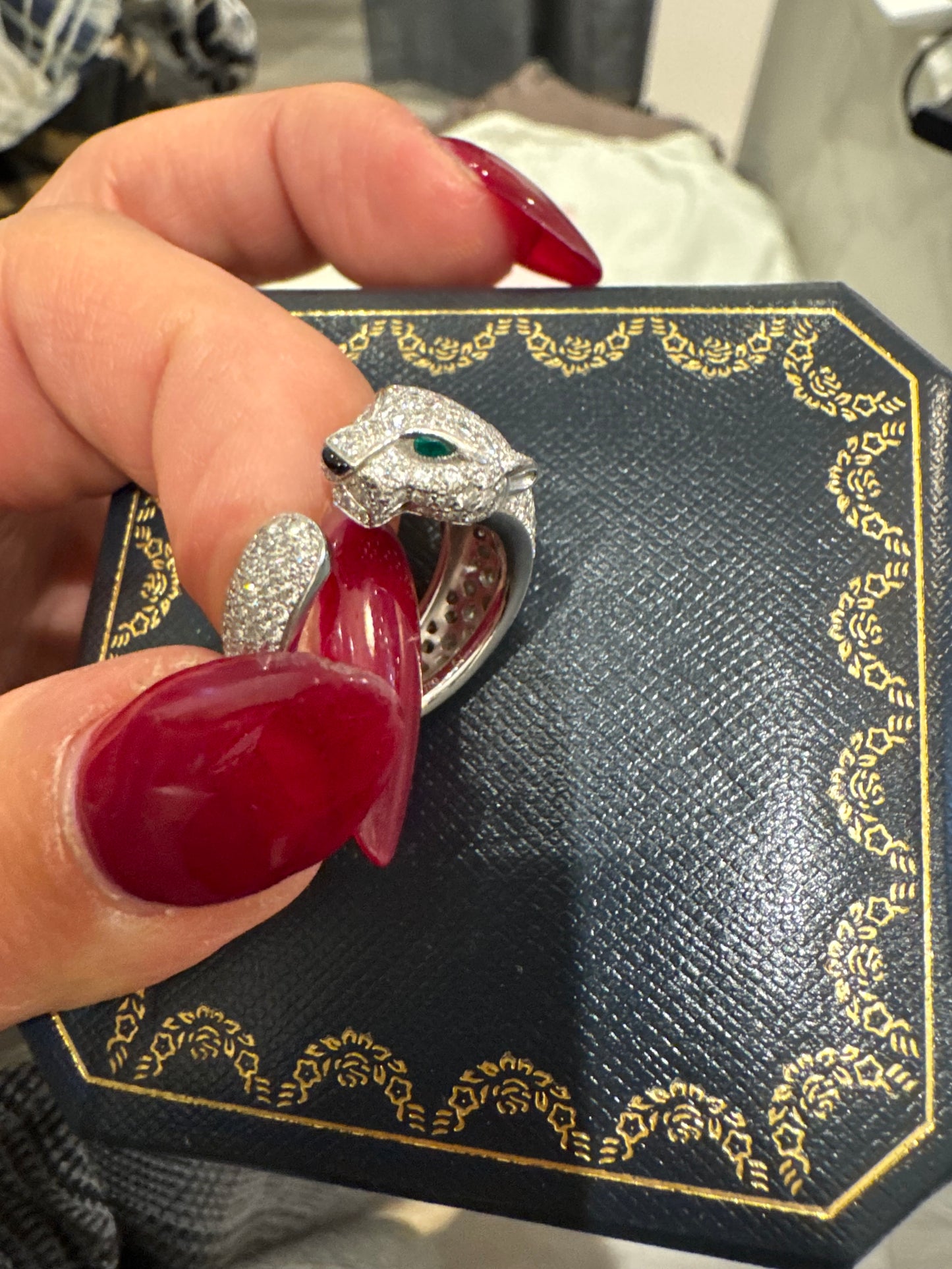 CARTIER Panthère De Cartier Ring White Gold With Diamonds - Size 5.5