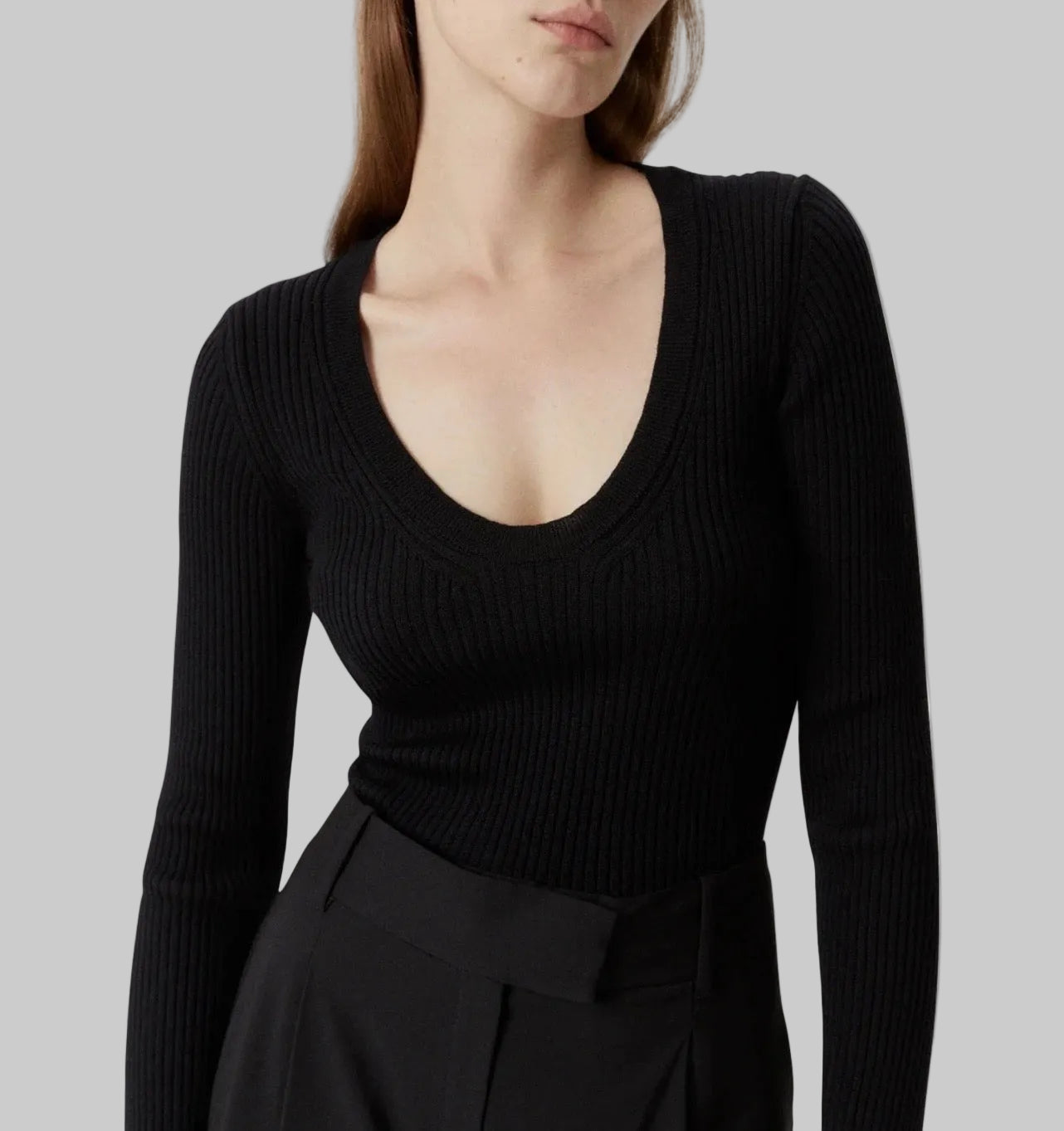 NEW* JAMES PERSE Black Scoop Neck Long sleeve Top - Size S
