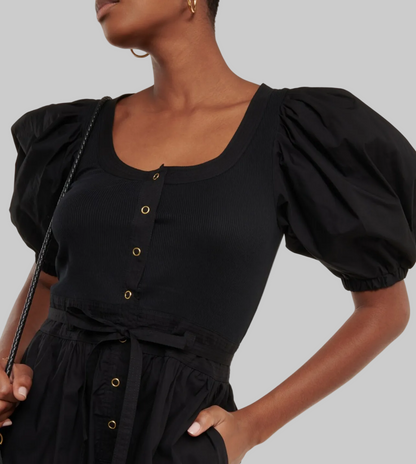 ULLA JOHNSON Black Tie Front Romper - Size 12