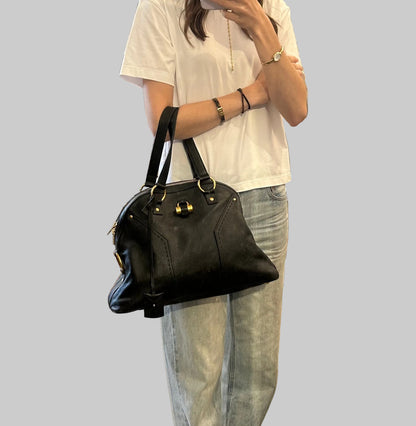YVES SAINT LAURENT Black Leather Muse Bag