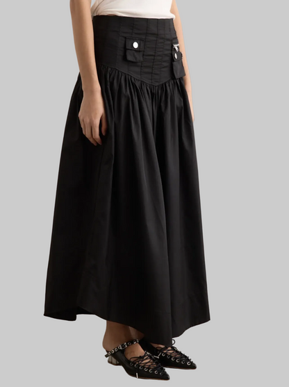 GANNI Duchesse Nylon Long Pocket Skirt - Size S