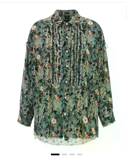 R13 Shredded Seam Ruffle Shirt- Size XS