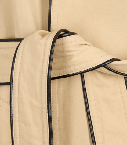 BALENCIAGA Faux Leather-Trimmed Cotton-Gabardine Trench Coat - Size xs (oversized)
