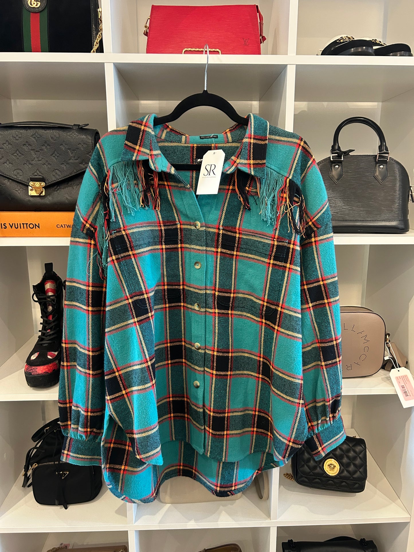 Mother Fringe Plaid Button Down - Size S