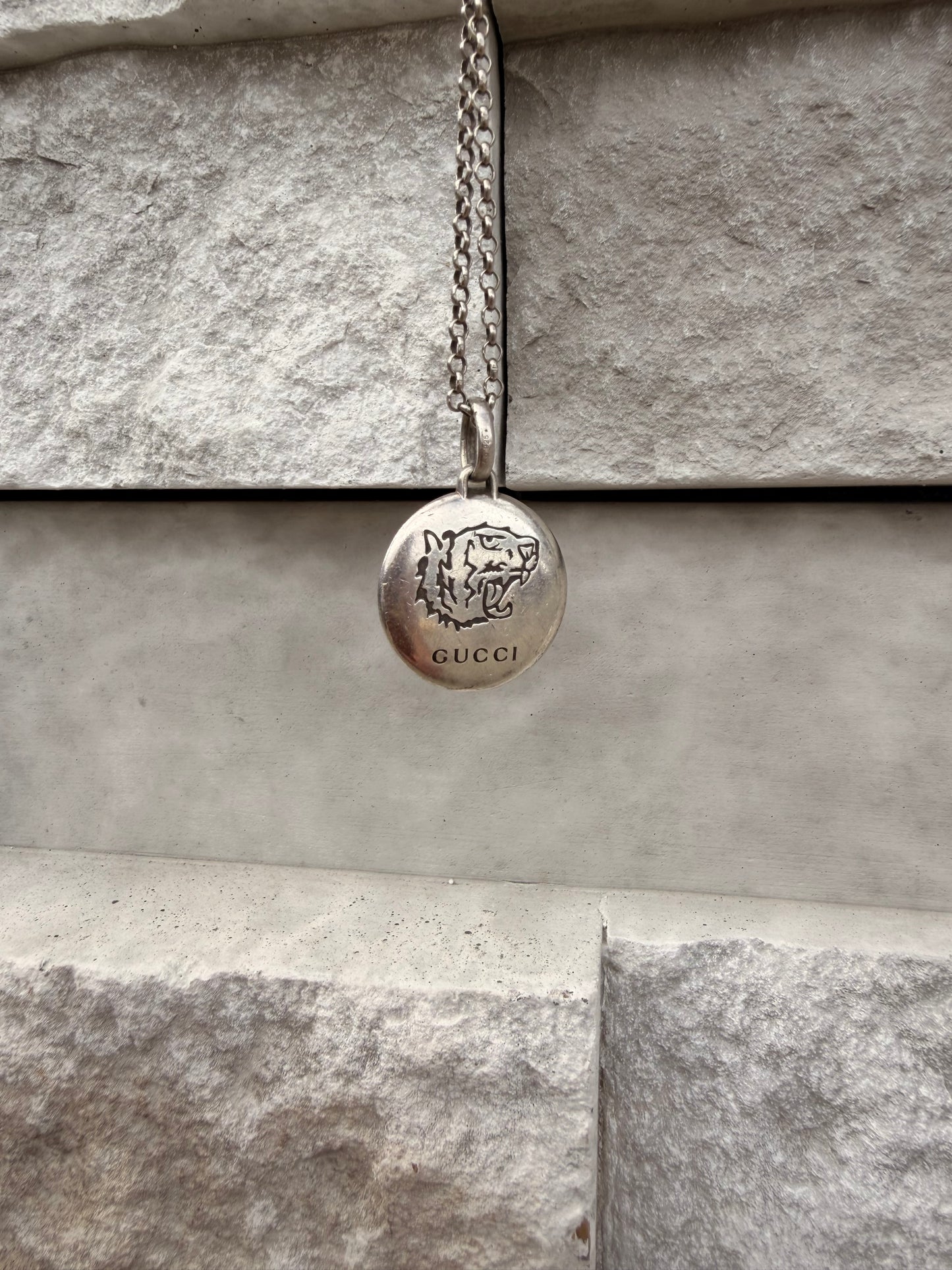GUCCI Engraved Tiger Pendent on Chain