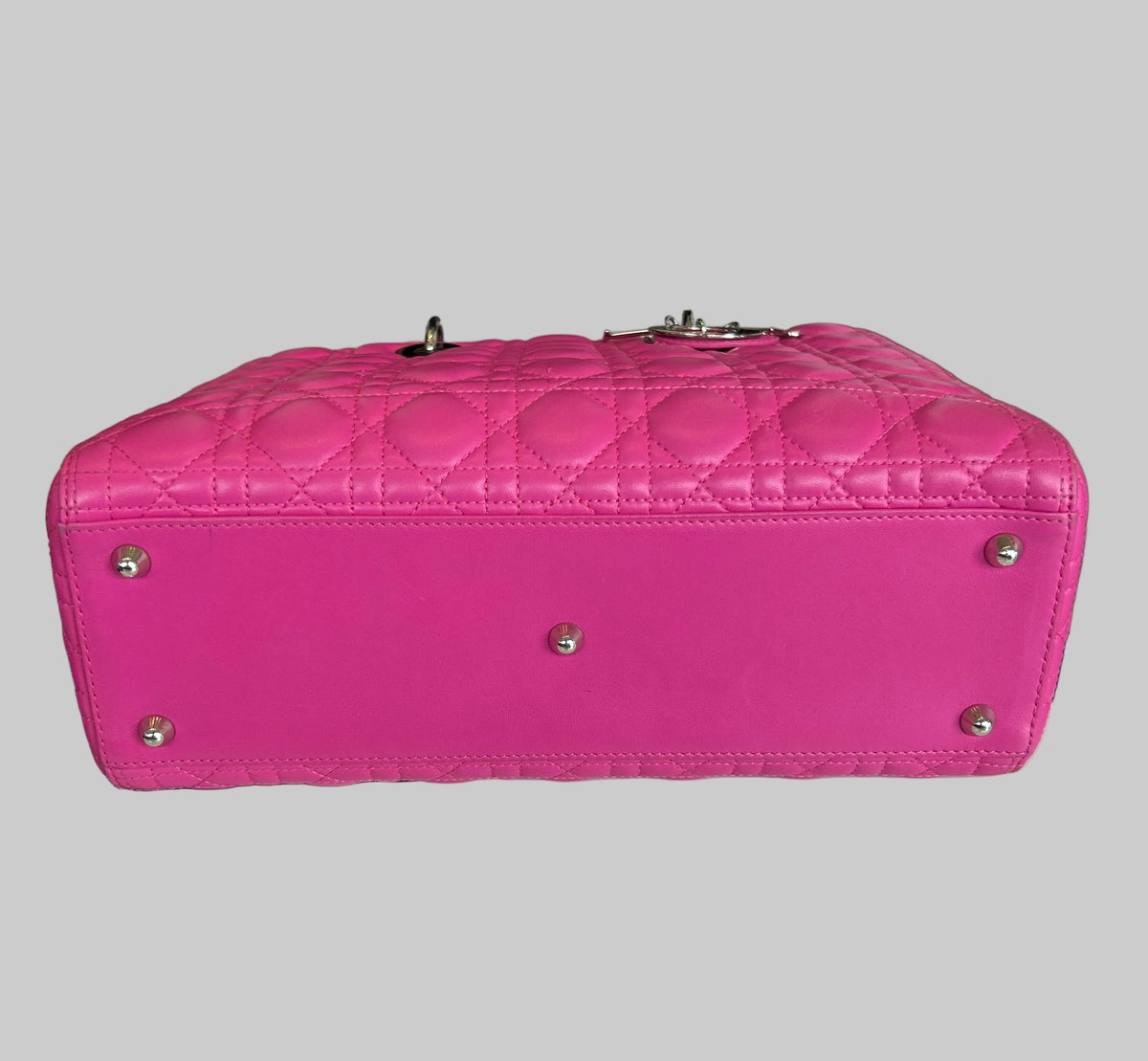 CHRISTIAN DIOR Pink Cannage Quilted Lambskin Large Lady Dior