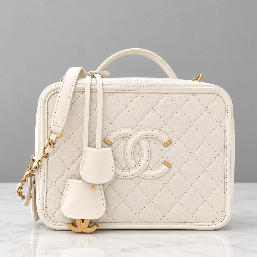 CHANEL Caviar Quilted Large CC Filigree Vanity Case