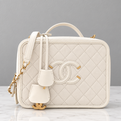 CHANEL Caviar Quilted Large CC Filigree Vanity Case