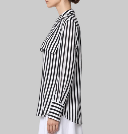 FRAME Striped Button Up Blouse - Size L