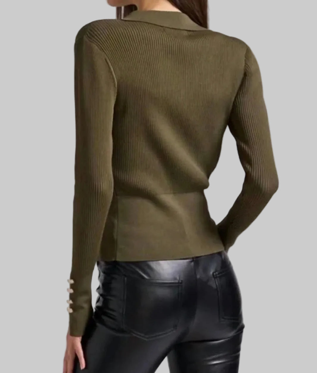 GENERATION LOVE Green Ribbed Button Up - Size S