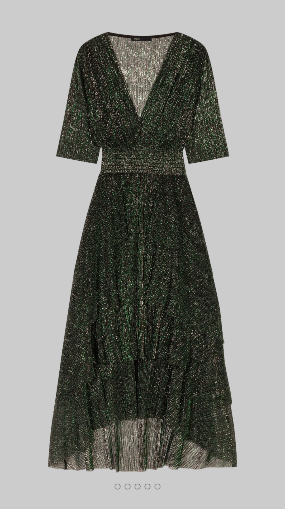MAJE Green Strech Lurex Fabric Dress With Ruffles - Size xs