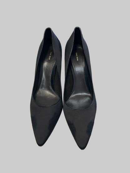 THE ROW Black Satin Distressed Pump - Size 36