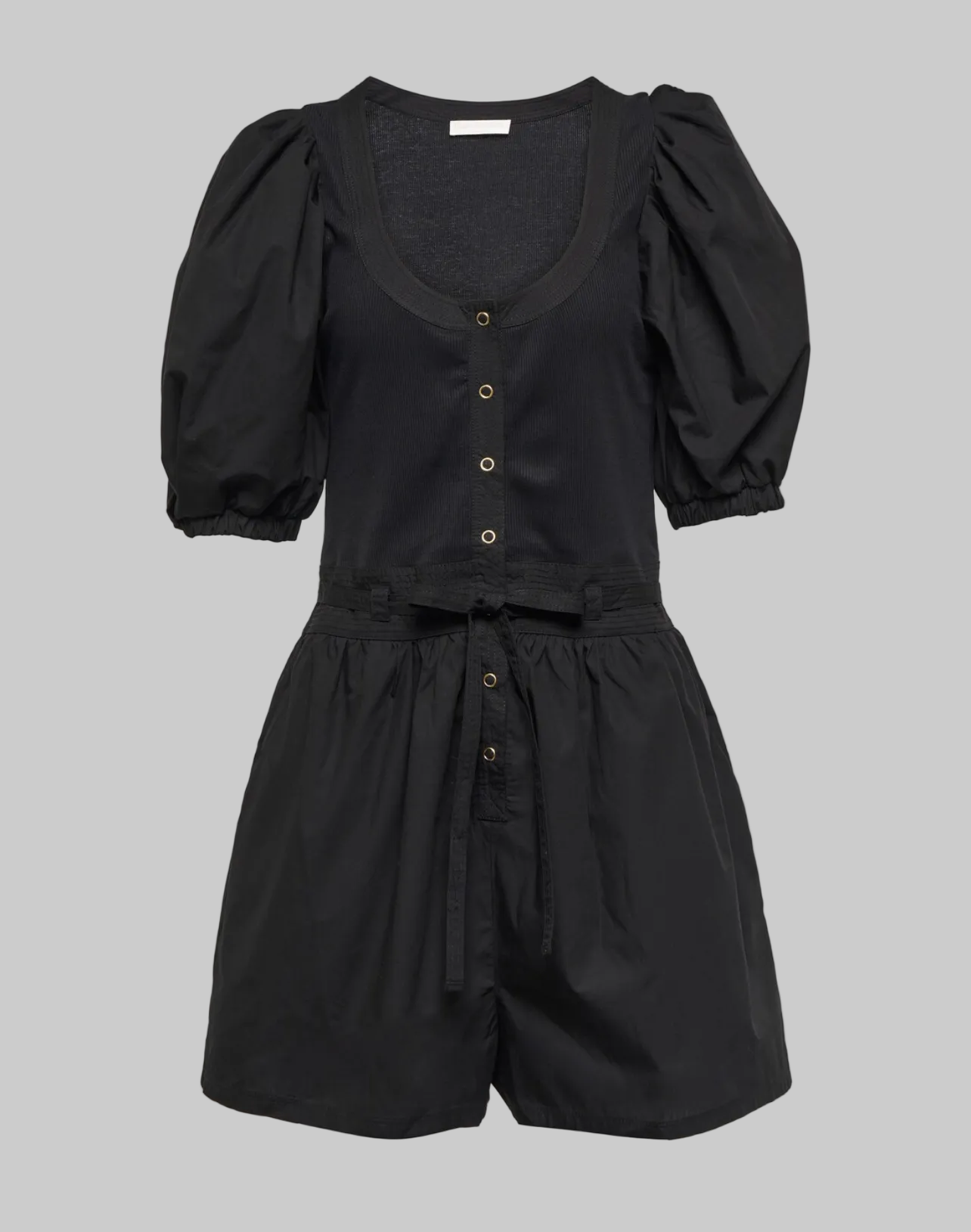 ULLA JOHNSON Black Tie Front Romper - Size 12