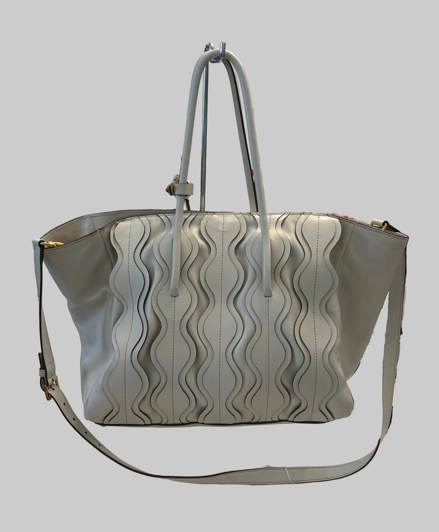 MIU MIU White Leather Matelassé Shopper