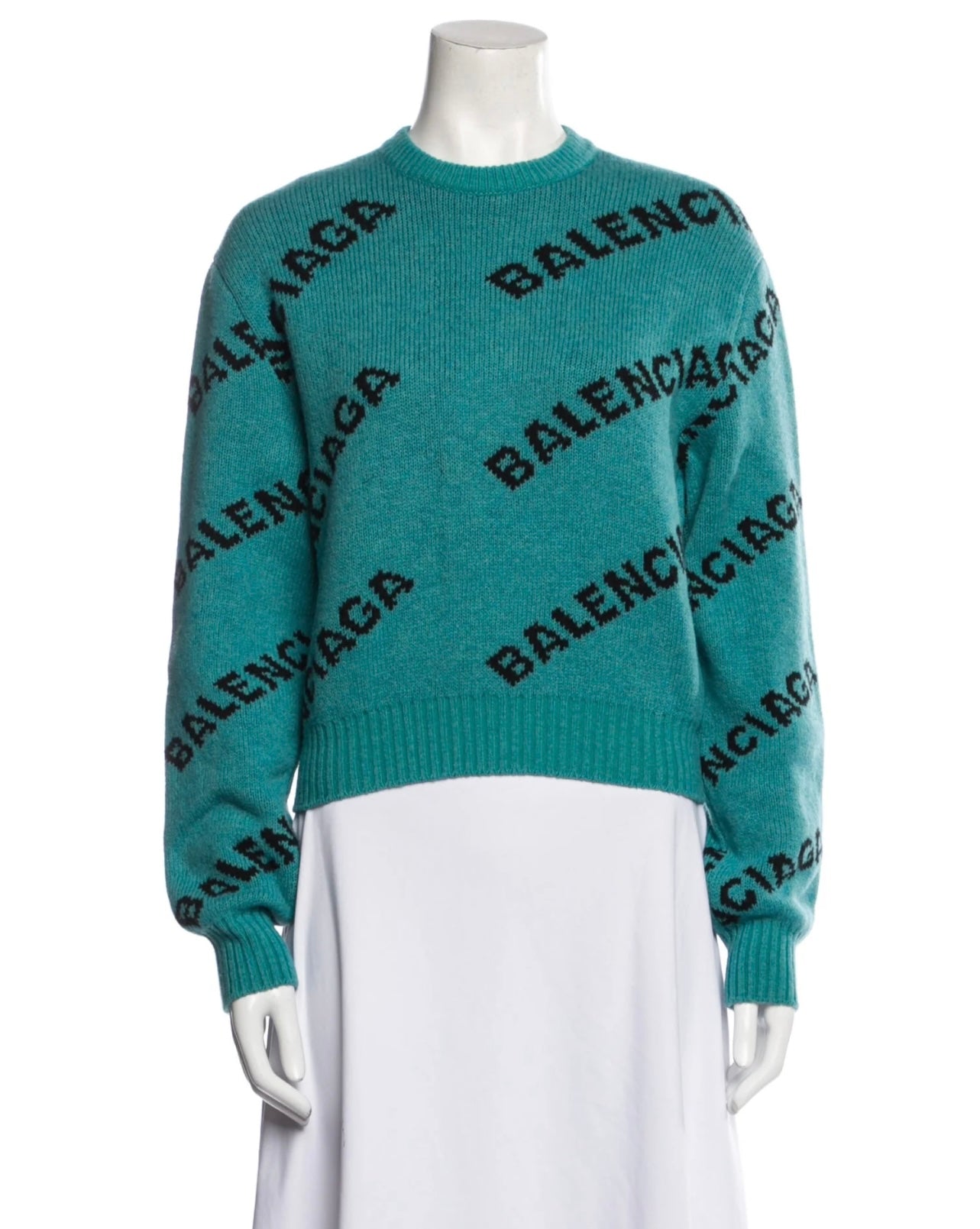 BALENCIAGA Allover Logo Crew Knit - Size S