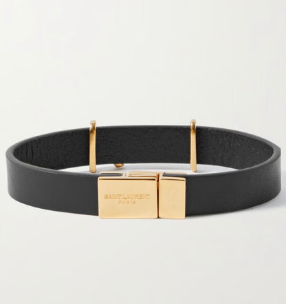 Opyum leather and gold-tone bracelet