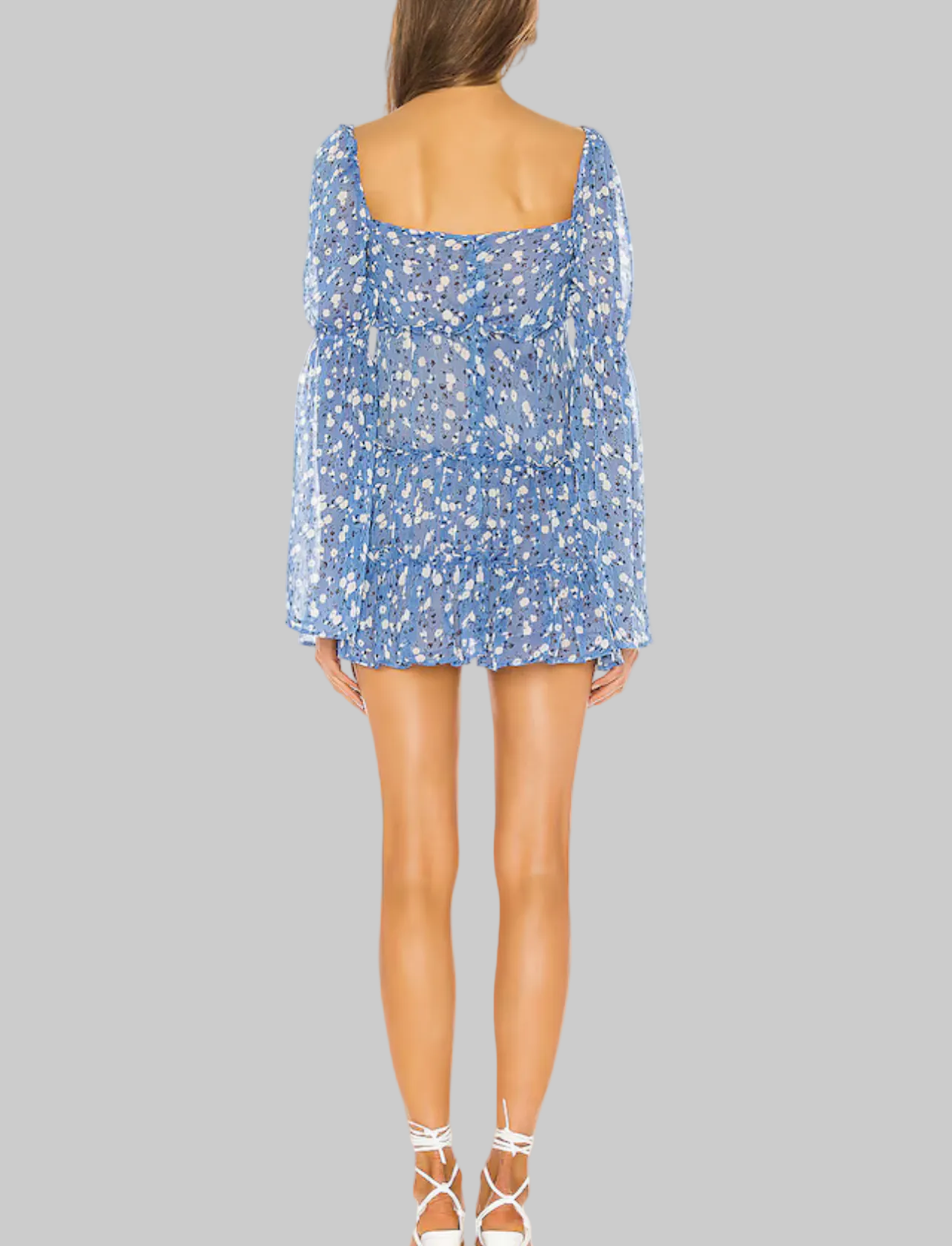 MAJORELLE Blue Floral Cutout Mini Dress - Size M