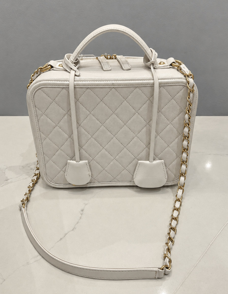 CHANEL Caviar Quilted Large CC Filigree Vanity Case