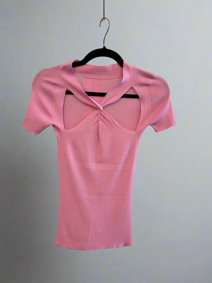GUCCI Ribbed Cross Back Wool Top - Size XL