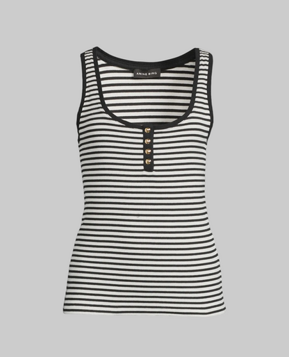ANINE BING Alessia Tank Top In Stripe Print - Size S