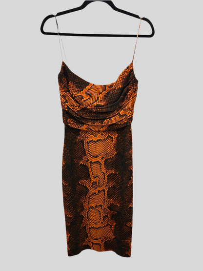 ROBERTO CAVALLI Orange Snake Print Dress - Size s