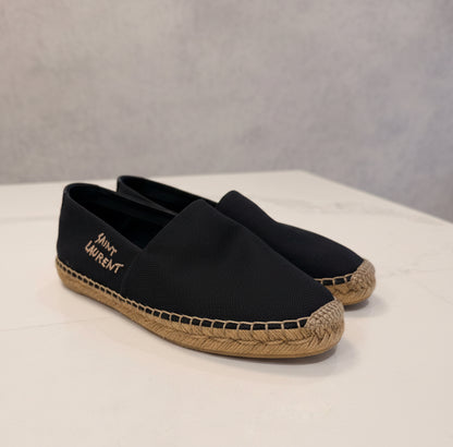 Saint Laurent Logo Embroidered Slip-On Espadrilles - Size 38