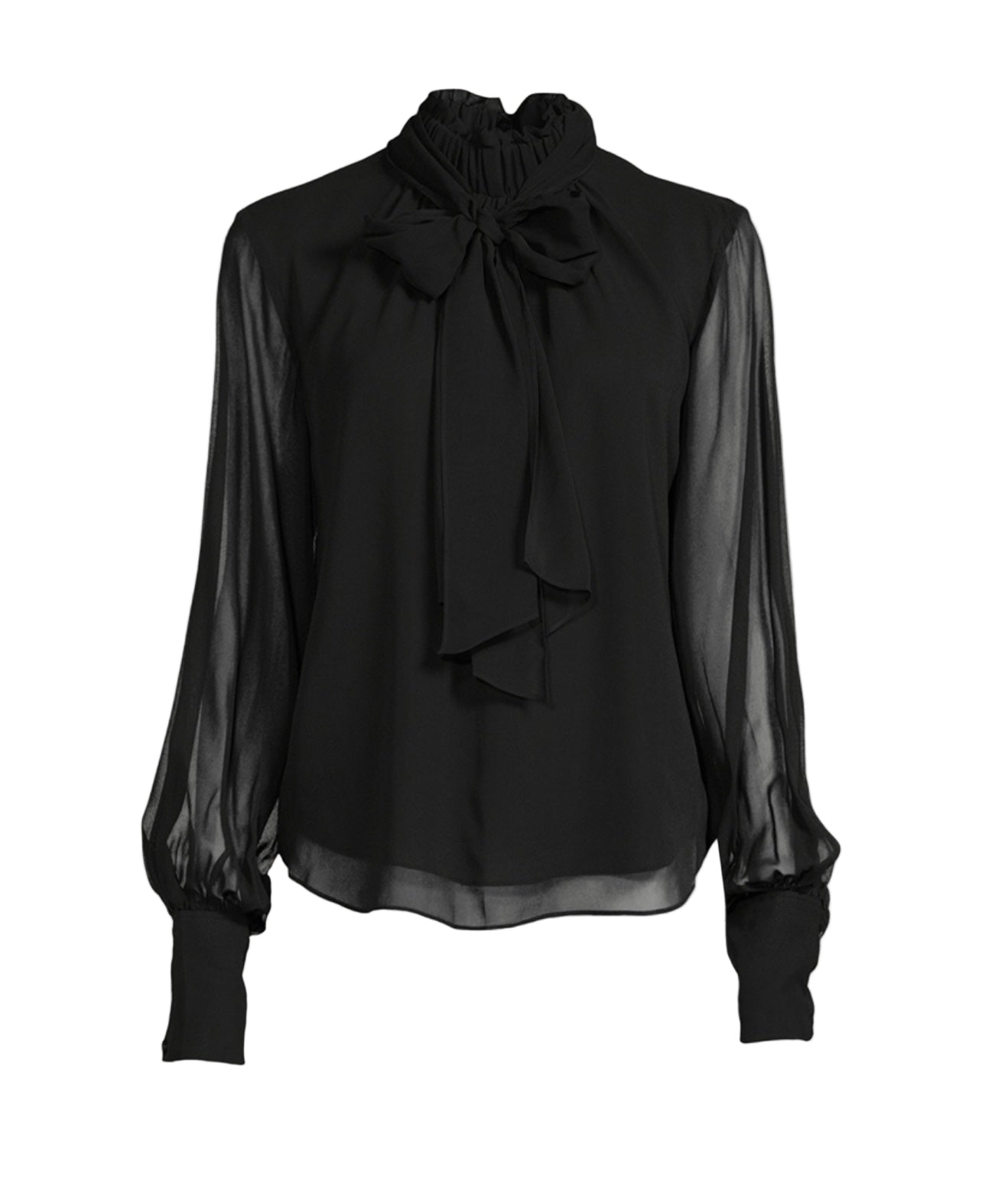 FRAME Black Silk Bow Blouse - Size S