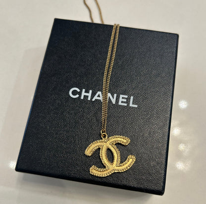CHANEL 2014 CC Gold Plated Pendant Necklace