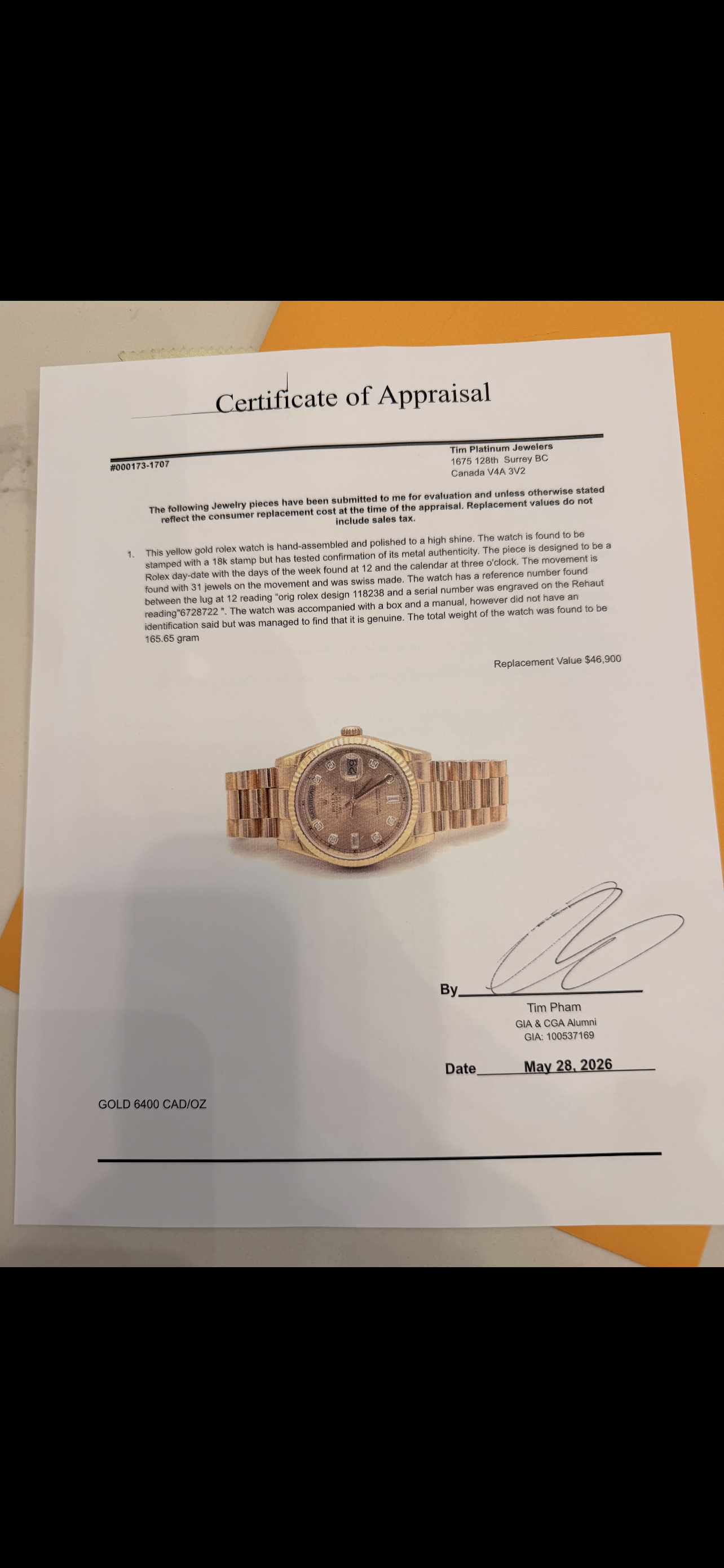 ROLEX 18k Gold Day-Date 36