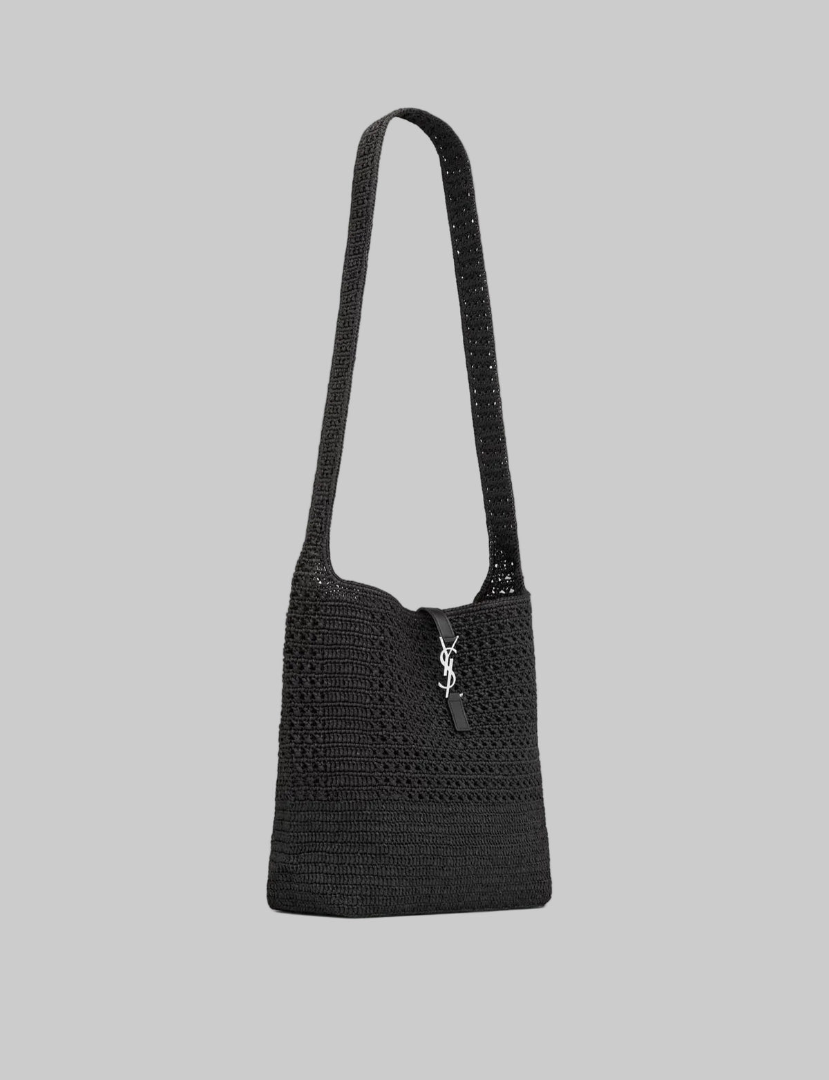 SAINT LAURENT Le 5 À 7 Medium Tote In Black Raffia