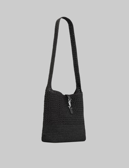SAINT LAURENT Le 5 À 7 Medium Tote In Black Raffia
