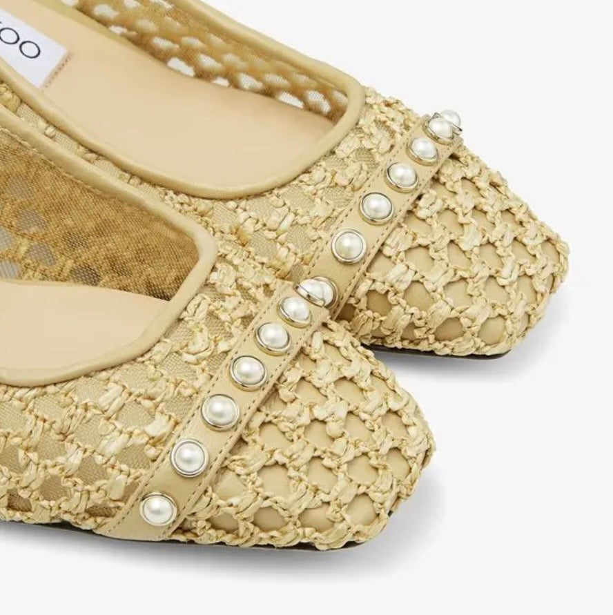 JIMMY CHOO Woven Hya 45 Raffia Slingback - Size 38