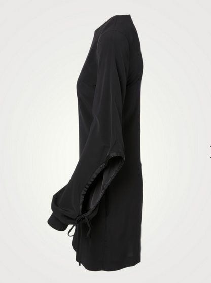 Victoria Victoria Beckham Drawstring-Sleeve Satin Crepe Shift Dress - Size 10