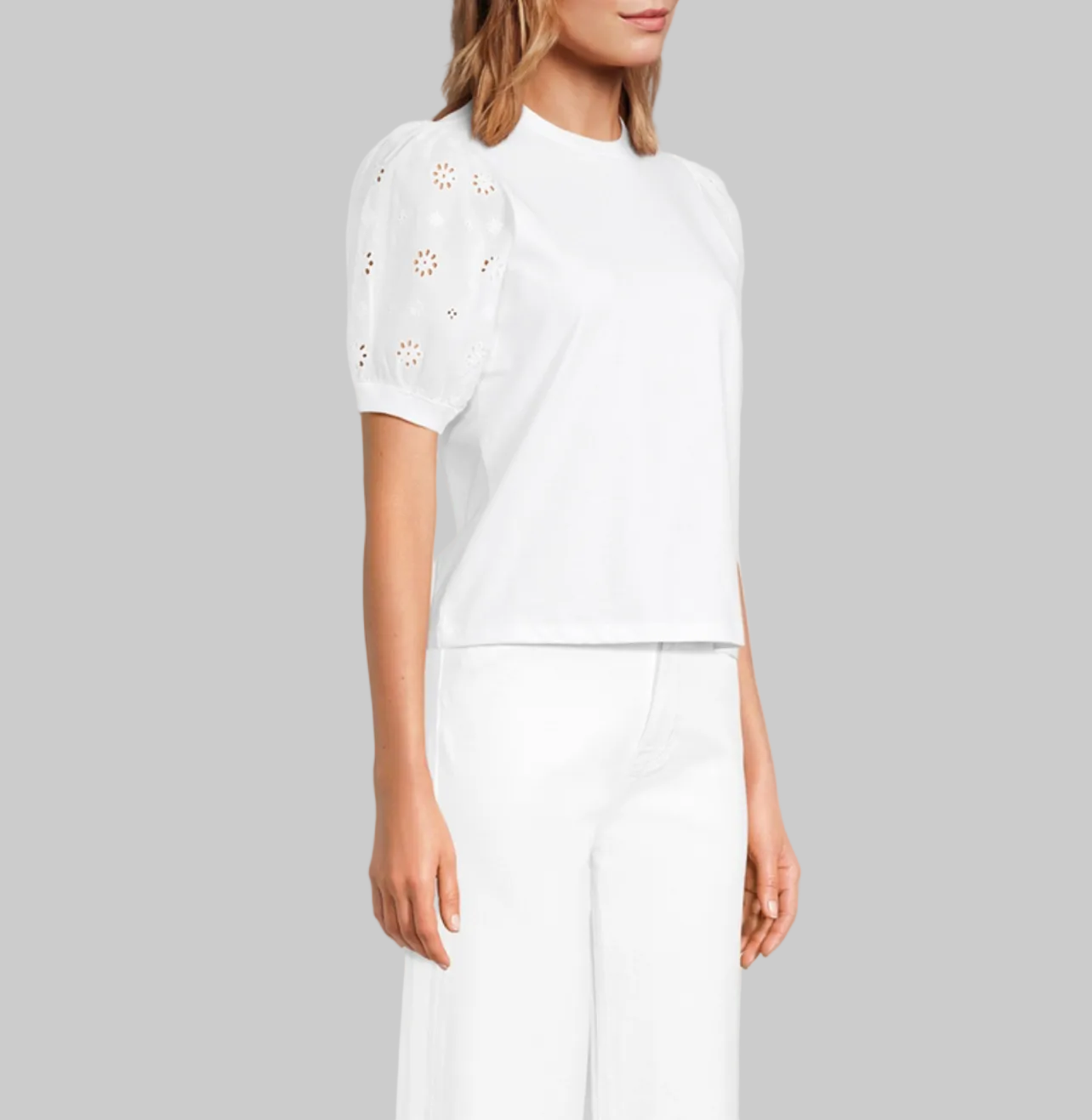 FRAME The Lace Sleeve T-Shirt - Size S