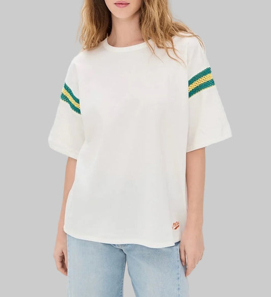 MOTHER The Sleepover Striped Sleeve T-Shirt - Size M