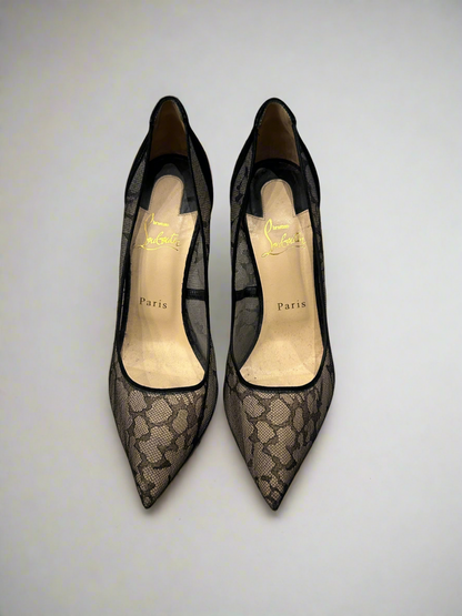 CHRISTIAN LOUBOUTIN Black Pigallelace Follies Pumps - Size 39.5