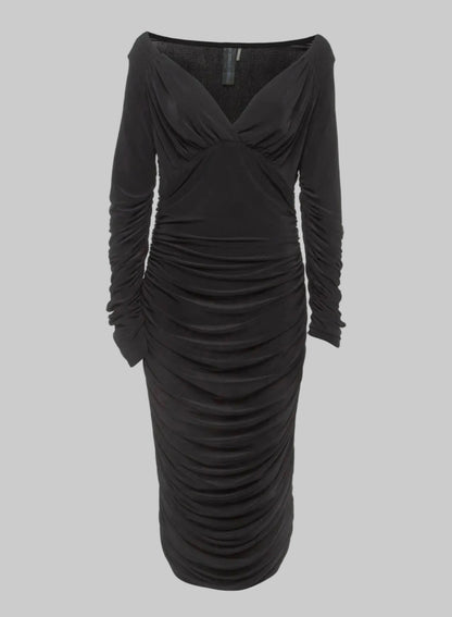 NEW* NORMA KAMALI Black Ruched Dress - Size M