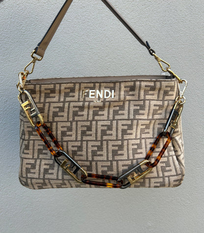 FENDI Chenille Vitello Seta Plexiglass FF Fendi O'Lock Shoulder Bag